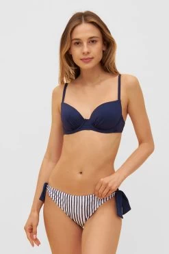Bikini Oberteil Mit Raffungen Bügel Dunkelblau Ripp Recyceltes Polyester/Elasthan -Pyjamas Für Zuhause 1235515 10063 3