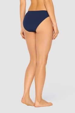 Klassische Bikini Hose Dunkelblau Modern Ripp Recyceltes Polyester/Elasthan -Pyjamas Für Zuhause 1235516 10063 2
