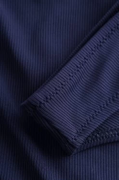 Klassische Bikini Hose Dunkelblau Modern Ripp Recyceltes Polyester/Elasthan -Pyjamas Für Zuhause 1235516 10063 4