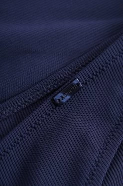 Klassische Bikini Hose Dunkelblau Modern Ripp Recyceltes Polyester/Elasthan -Pyjamas Für Zuhause 1235516 10063 5