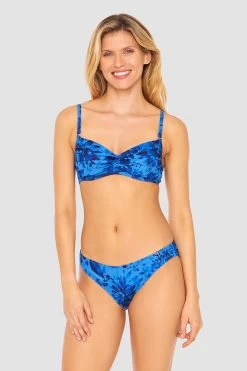Klassische Bikini Hose Im Blauen Blüten-Druck Ripp Recyceltes Polyester/Elasthan -Pyjamas Für Zuhause 1235517 11573 3