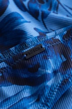 Klassische Bikini Hose Im Blauen Blüten-Druck Ripp Recyceltes Polyester/Elasthan -Pyjamas Für Zuhause 1235517 11573 4