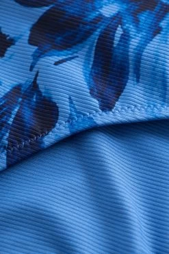 Klassische Bikini Hose Im Blauen Blüten-Druck Ripp Recyceltes Polyester/Elasthan -Pyjamas Für Zuhause 1235517 11573 6