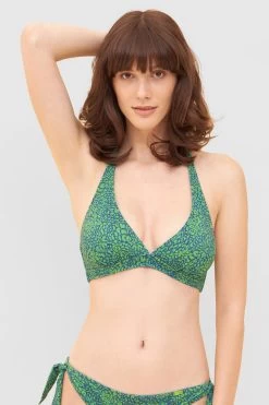 Neckholder Bikini Oberteil Im Leo-Druck Recyceltes Polyamid/Elasthan