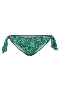 Bikini-Hose Mit Schleifen Leo-Druck Grün Klassisch Recyceltes Polyamid/Elasthan