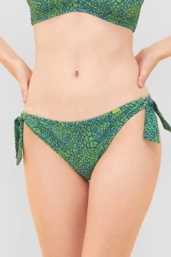 Bikini-Hose Mit Schleifen Leo-Druck Grün Klassisch Recyceltes Polyamid/Elasthan -Pyjamas Für Zuhause 1235528 16549 1542 1