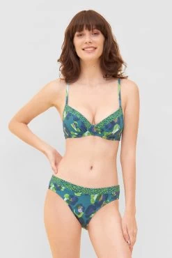 Bikini-Oberteil Im Leo-Druck-Mix Petrol Recyceltes Polyamid/Elasthan -Pyjamas Für Zuhause 1235531 11572 3