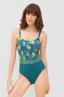 Badeanzug Im Grünen Druck-Mix Figurschmeichelnd Recyceltes Polyamid/Elasthan