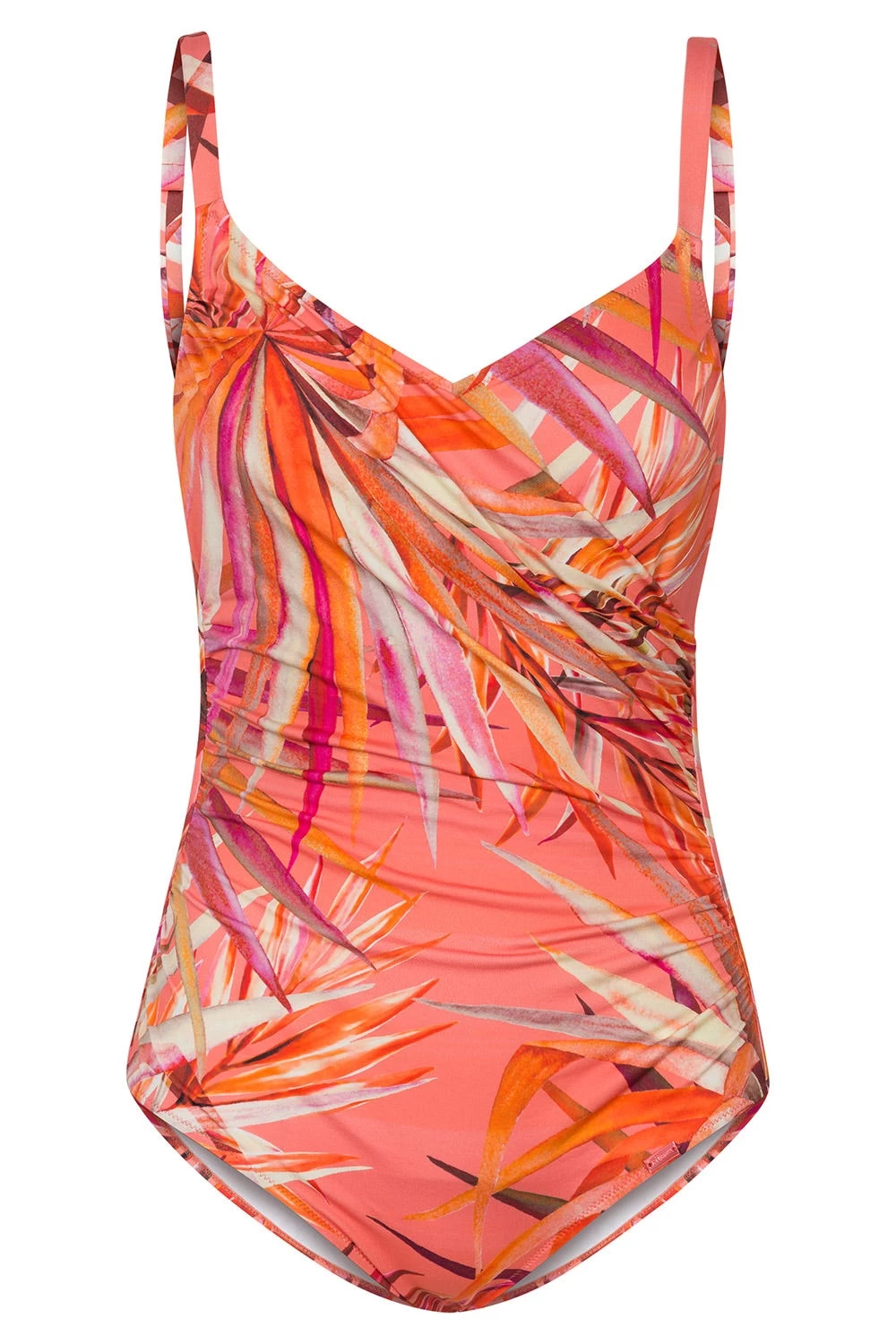 Badeanzug Im Bunten Blätter-Druck Wickeloptik Recyceltes Polyamid/Elasthan 2 Badeanzug Im Bunten Blätter-Druck Wickeloptik Recyceltes Polyamid/Elasthan - Image 2