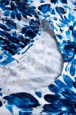 Strandkleid Im Blauen Blüten-Druck Volant Sommerkleid Viskose/Elasthan -Pyjamas Für Zuhause 1235600 11573 3