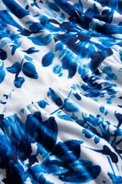 Strandkleid Im Blauen Blüten-Druck Volant Sommerkleid Viskose/Elasthan -Pyjamas Für Zuhause 1235600 11573 4