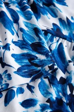 Strandkleid Im Blauen Blüten-Druck Volant Sommerkleid Viskose/Elasthan -Pyjamas Für Zuhause 1235600 11573 5