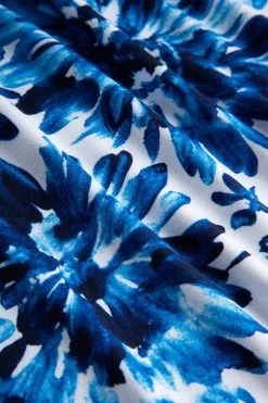 Strandkleid Im Blauen Blüten-Druck Rundhals Sommerkleid Viskose/Elasthan -Pyjamas Für Zuhause 1235601 11573 5