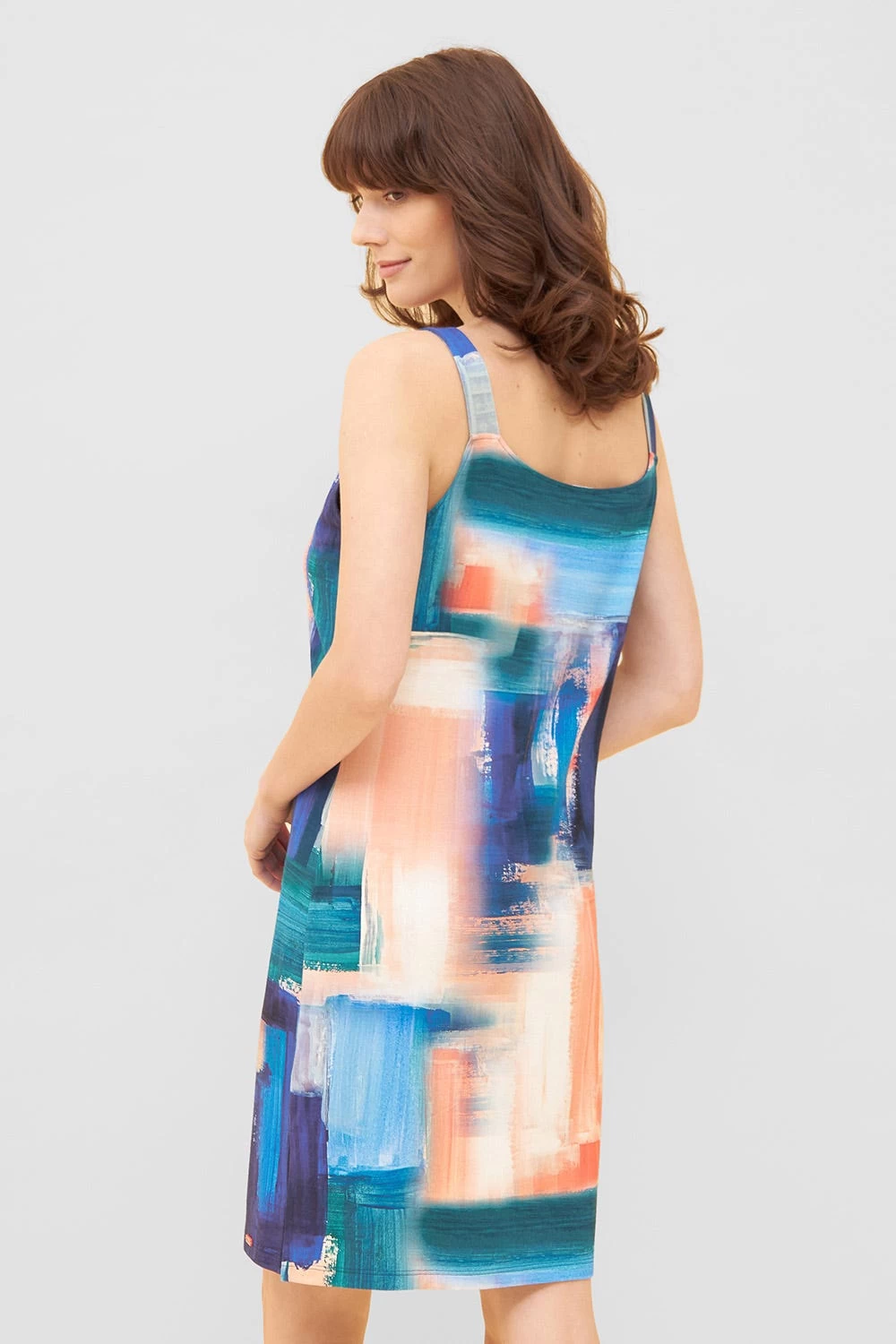 Trägerkleid Im Künstlerischen Druck Strandkleid Locker Viskose/Elasthan 3 Trägerkleid Im Künstlerischen Druck Strandkleid Locker Viskose/Elasthan - Image 3