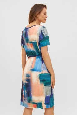 Strandkleid Im Künstlerischen Druck Bindegürtel Sommer Viskose/Elasthan -Pyjamas Für Zuhause 1235603 16078 2