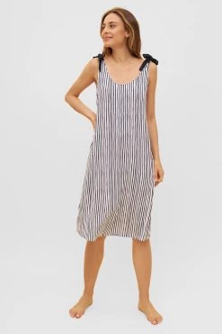 Trägerkleid Im Streifen-Druck Schleifen Strandkleid Viskose/Elasthan