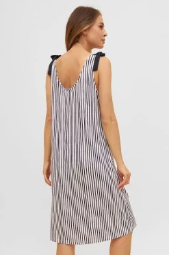 Trägerkleid Im Streifen-Druck Schleifen Strandkleid Viskose/Elasthan -Pyjamas Für Zuhause 1235604 16822 2