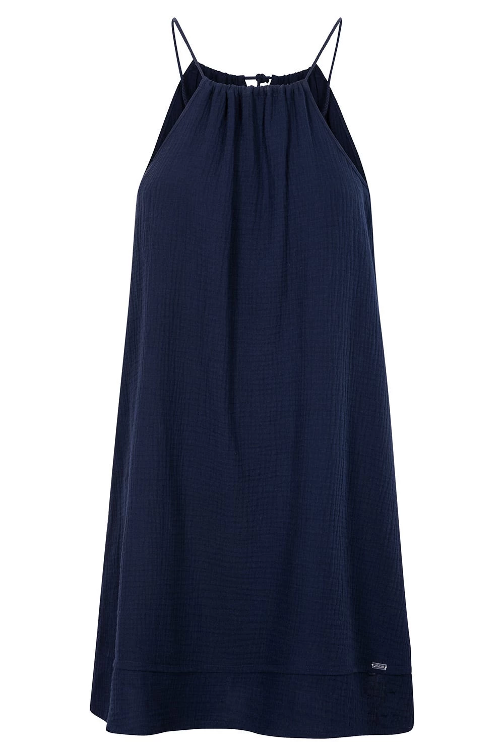Trägerkleid Aus Musselin Dunkelblau Sommer Strandkleid 100% Baumwolle 2 Trägerkleid Aus Musselin Dunkelblau Sommer Strandkleid 100% Baumwolle - Image 2