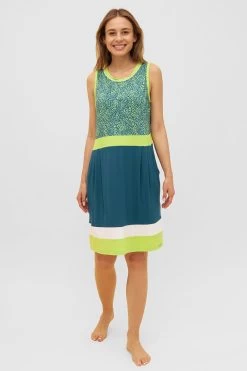 Strandkleid Im Colorblocking-Stil Leo-Druck Ärmellos Viskose/Elasthan