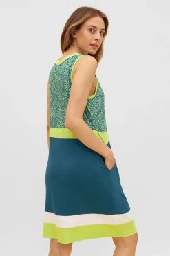 Strandkleid Im Colorblocking-Stil Leo-Druck Ärmellos Viskose/Elasthan 8 Strandkleid Im Colorblocking-Stil Leo-Druck Ärmellos Viskose/Elasthan -Pyjamas Für Zuhause 1235610 16358 2