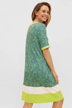 Strandkleid Im Minimal-Leo-Druck Grün A-Linie Halbarm Viskose/Elasthan -Pyjamas Für Zuhause 1235611 16358 8