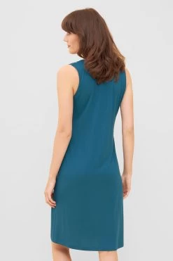 Strandkleid Mit Paspeln Am Ausschnitt Petrol Ärmellos Viskose/Elasthan -Pyjamas Für Zuhause 1235614 10011 2