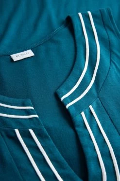 Strandkleid Mit Paspeln Am Ausschnitt Petrol Ärmellos Viskose/Elasthan -Pyjamas Für Zuhause 1235614 10011 3