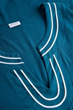 Strandkleid Mit Paspeln Am Ausschnitt Petrol 3/4-Arm Viskose/Elasthan -Pyjamas Für Zuhause 1235615 10011 3