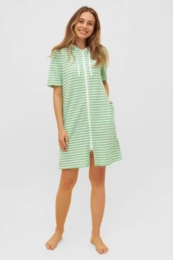 Frottee-Mantel Im Grünen Ringel Reißverschluss Baumwolle/Polyester