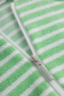 Frottee-Mantel Im Grünen Ringel Reißverschluss Baumwolle/Polyester -Pyjamas Für Zuhause 1235617 16565 3