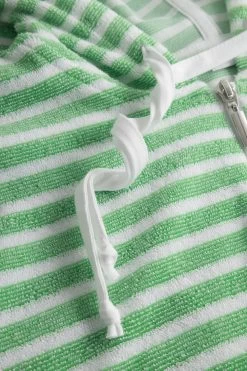 Frottee-Mantel Im Grünen Ringel Reißverschluss Baumwolle/Polyester -Pyjamas Für Zuhause 1235617 16565 4