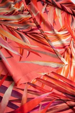 Strandkleid Im Bunten Blätter-Druck 3/4-Arm Viskose/Elasthan -Pyjamas Für Zuhause 1235640 16364 4