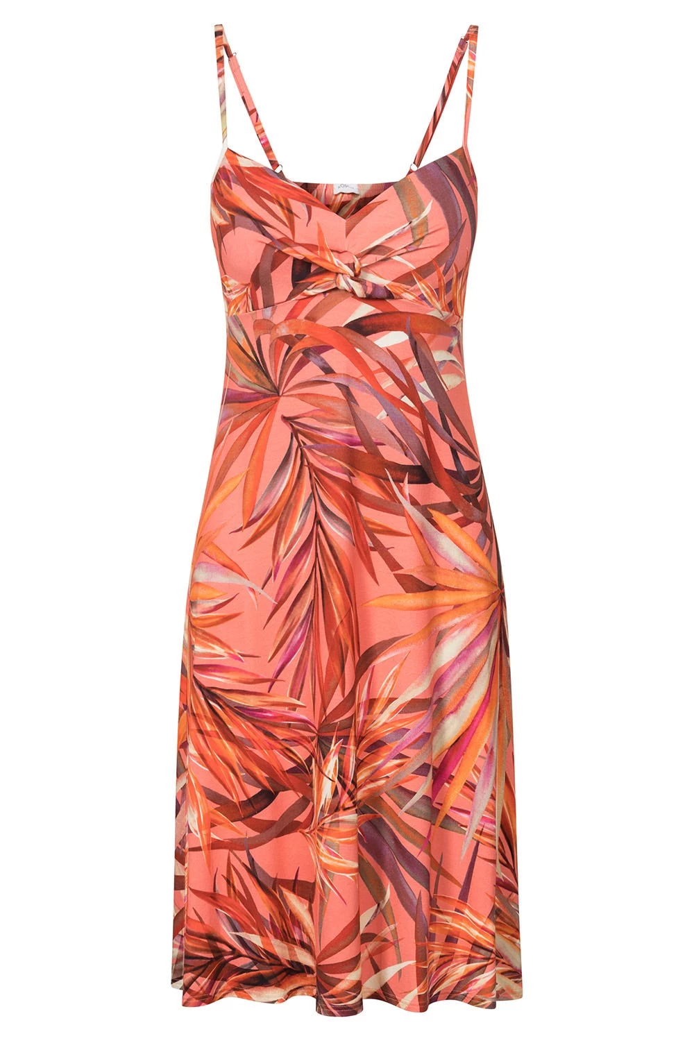 Spaghettiträger-Kleid Im Bunten Blätter-Druck Wickeloptik Viskose/Elasthan 2 Spaghettiträger-Kleid Im Bunten Blätter-Druck Wickeloptik Viskose/Elasthan - Image 2