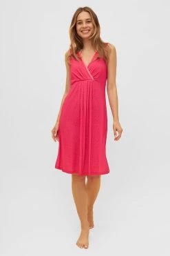 Strandkleid Mit Wickeloptik Tupfen-Druck Pink Viskose/Elasthan