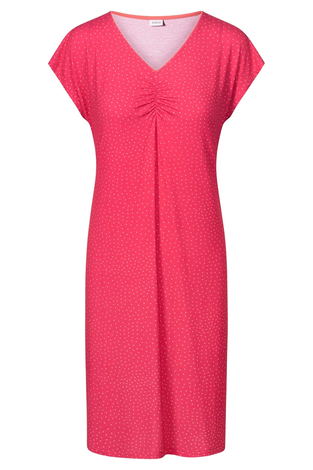 Strandkleid Mit Raffung Paspel Tupfen-Druck Pink Viskose/Elasthan 2 Strandkleid Mit Raffung Paspel Tupfen-Druck Pink Viskose/Elasthan - Image 2