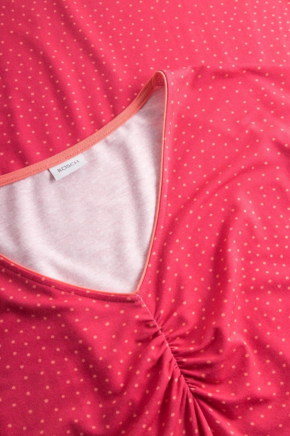 Strandkleid Mit Raffung Paspel Tupfen-Druck Pink Viskose/Elasthan 4 Strandkleid Mit Raffung Paspel Tupfen-Druck Pink Viskose/Elasthan - Image 4