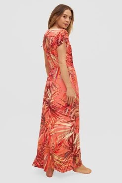 Strandkleid Im Blätter-Druck Wickeloptik Maxi Viskose/Elasthan 9 Strandkleid Im Blätter-Druck Wickeloptik Maxi Viskose/Elasthan -Pyjamas Für Zuhause 1235644 16364 2