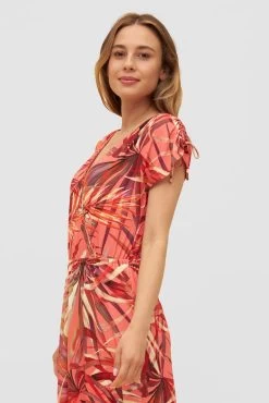 Strandkleid Im Blätter-Druck Wickeloptik Maxi Viskose/Elasthan 10 Strandkleid Im Blätter-Druck Wickeloptik Maxi Viskose/Elasthan -Pyjamas Für Zuhause 1235644 16364 3