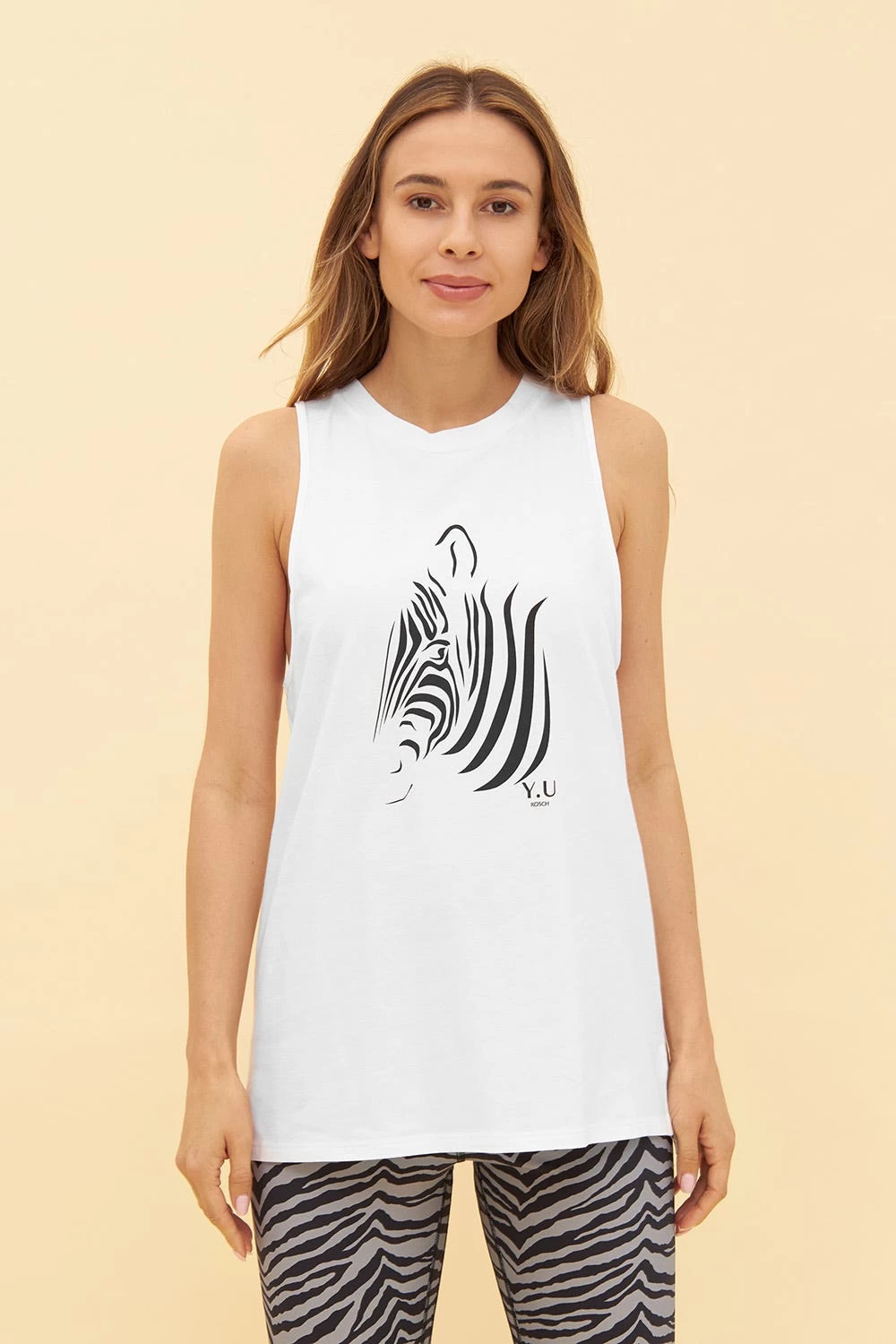 Y.U Yoga Top Mit Motivdruck Zebra Loungewear Sport Mix & Match Baumwolle/Elasthan 1 Y.U Yoga Top Mit Motivdruck Zebra Loungewear Sport Mix & Match Baumwolle/Elasthan