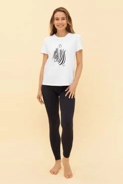 Y.U Yoga T-Shirt Mit Motivdruck Zebra Sport Mix & Match Baumwolle/Elasthan -Pyjamas Für Zuhause 1667206 11710 3