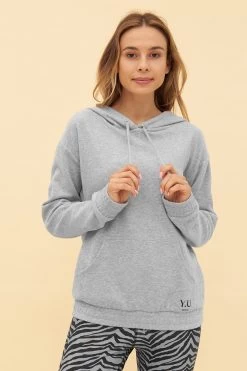 Y.U Yoga Sweatshirt In Grau Hoodie Loungewear Mix & Match Baumwolle/recycled Polyamid