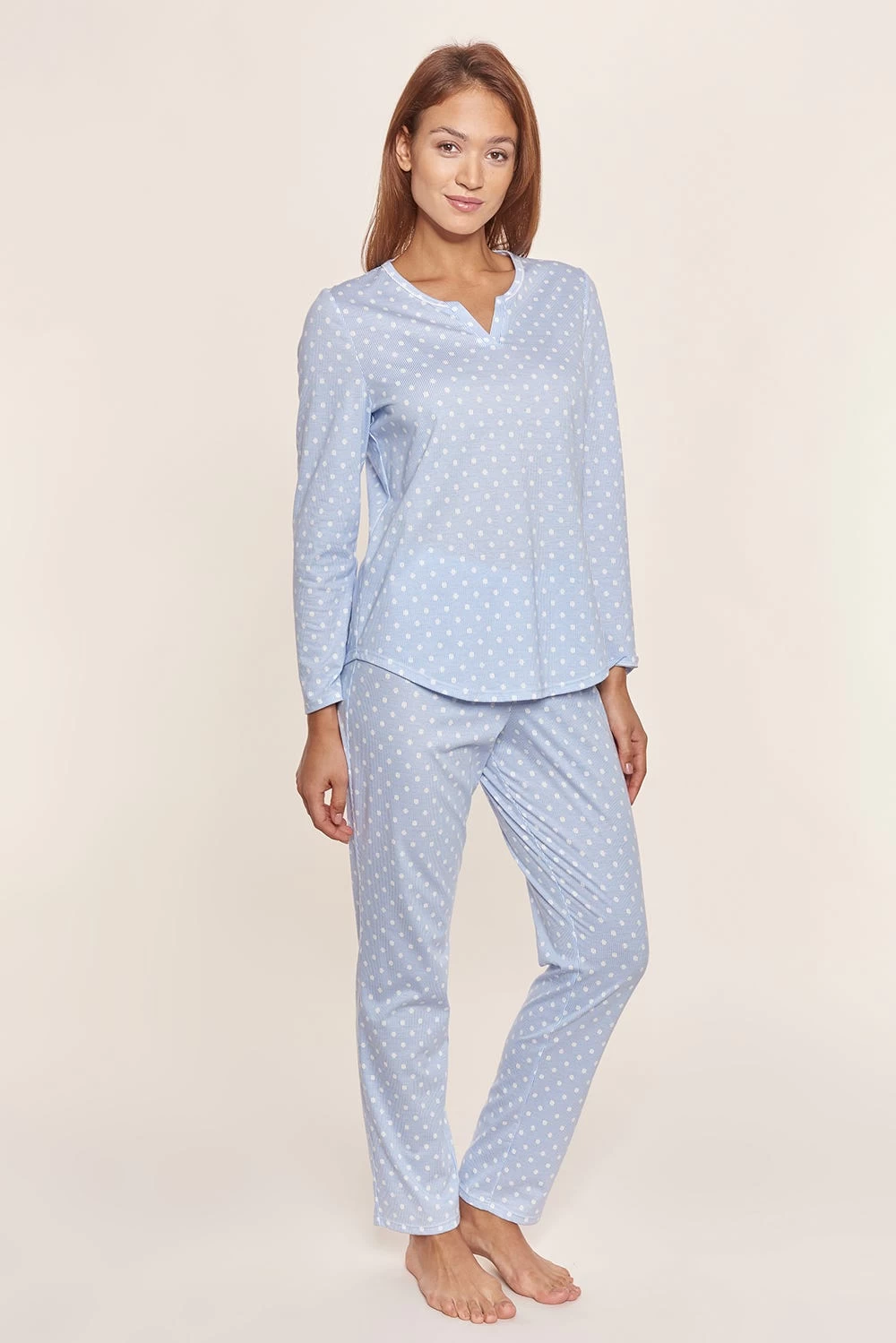 Pyjama Lang Im Mustermix Punkte Streifen Nadelzug Verspielt 100% Baumwolle 1 Pyjama Lang Im Mustermix Punkte Streifen Nadelzug Verspielt 100% Baumwolle
