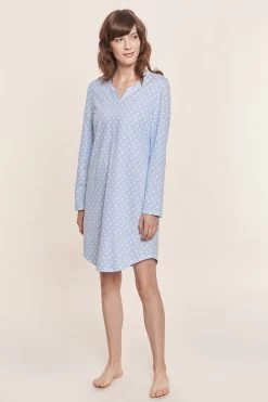 Bigshirt Lang Im Mustermix Punkte Streifen Nadelzug Verspielt 100% Baumwolle