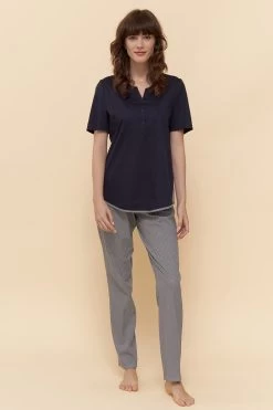 Pyjama Kurzarm Mit Punktedruck Dezent Pastellfarben 100% Baumwolle