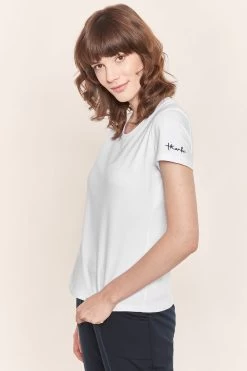 Basic T-Shirt Mit Logodruck Weiß Klassisch Baumwolle/Elasthan