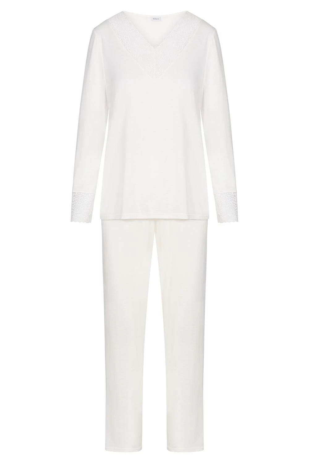 Pyjama Mit Eleganten Spitzen-Details Einfarbig Romantisch Verspielt Baumwolle/Modal 2 Pyjama Mit Eleganten Spitzen-Details Einfarbig Romantisch Verspielt Baumwolle/Modal - Image 2
