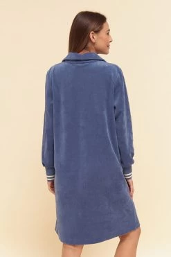 Morgenmantel Aus Nicki Blouson-Style Sportive Streifen Stickbündchen Baumwolle/Polyester -Pyjamas Für Zuhause 1884219 11436 2