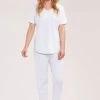 Pyjama Mit Zierschleife Und Spitze Grau Kurzarm 7/8-Hose 100% Baumwolle