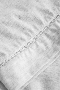 Pyjama Mit Zierschleife Und Spitze Grau Kurzarm 7/8-Hose 100% Baumwolle -Pyjamas Für Zuhause 1884293 15610 6