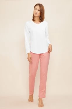 Basic Langarmshirt Mit Zierstichen Pyjamashirt Mix & Match -Pyjamas Für Zuhause 1884800 11710 55